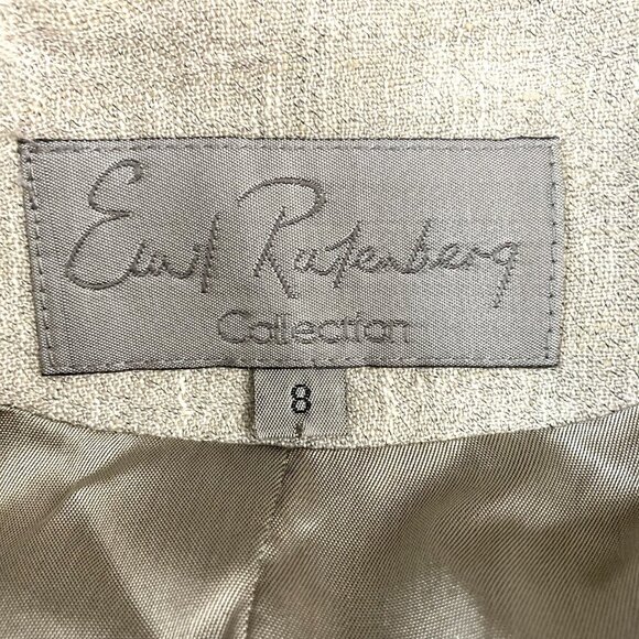 Vintage Emil Rutenberg Collection Linen Blazer Womens 8 Tan Ruffle Collar USA - Picture 3 of 16
